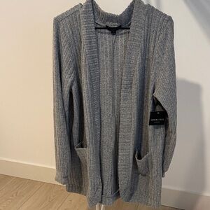 ABSOLUTELY Light Grey Ribbed Open-Front Cardigan